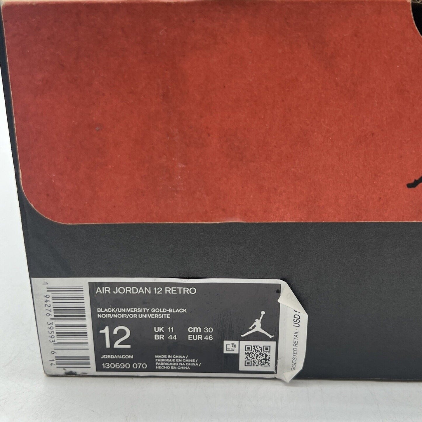 Size 12 - Jordan 12 Retro University Gold 2020 Black Yellow Leather (130690-070)
