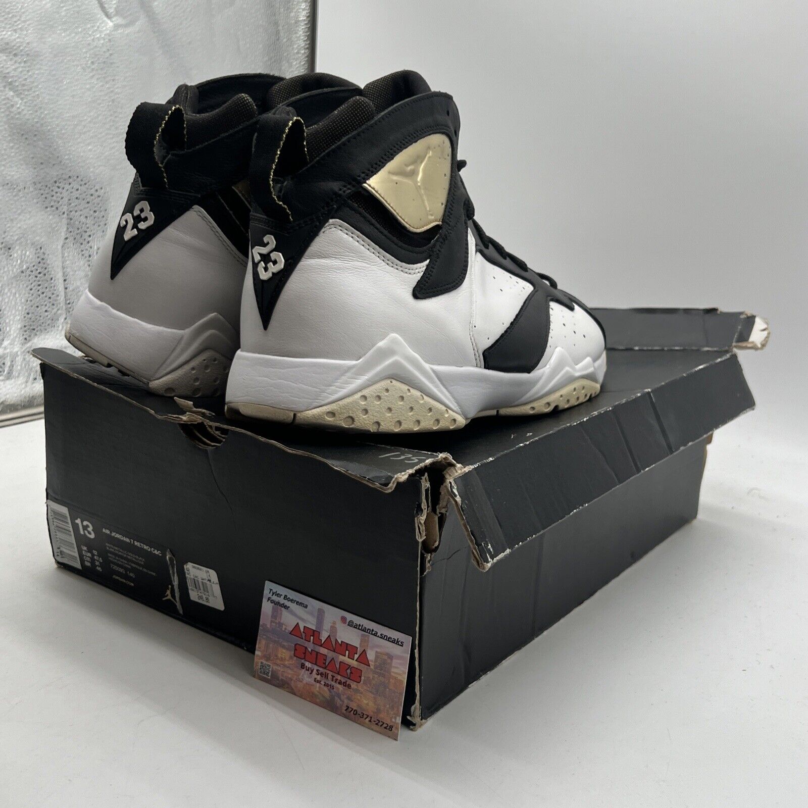 Size 13 - Air Jordan 7 Retro Champagne White Black Gold Leather (725093-140)