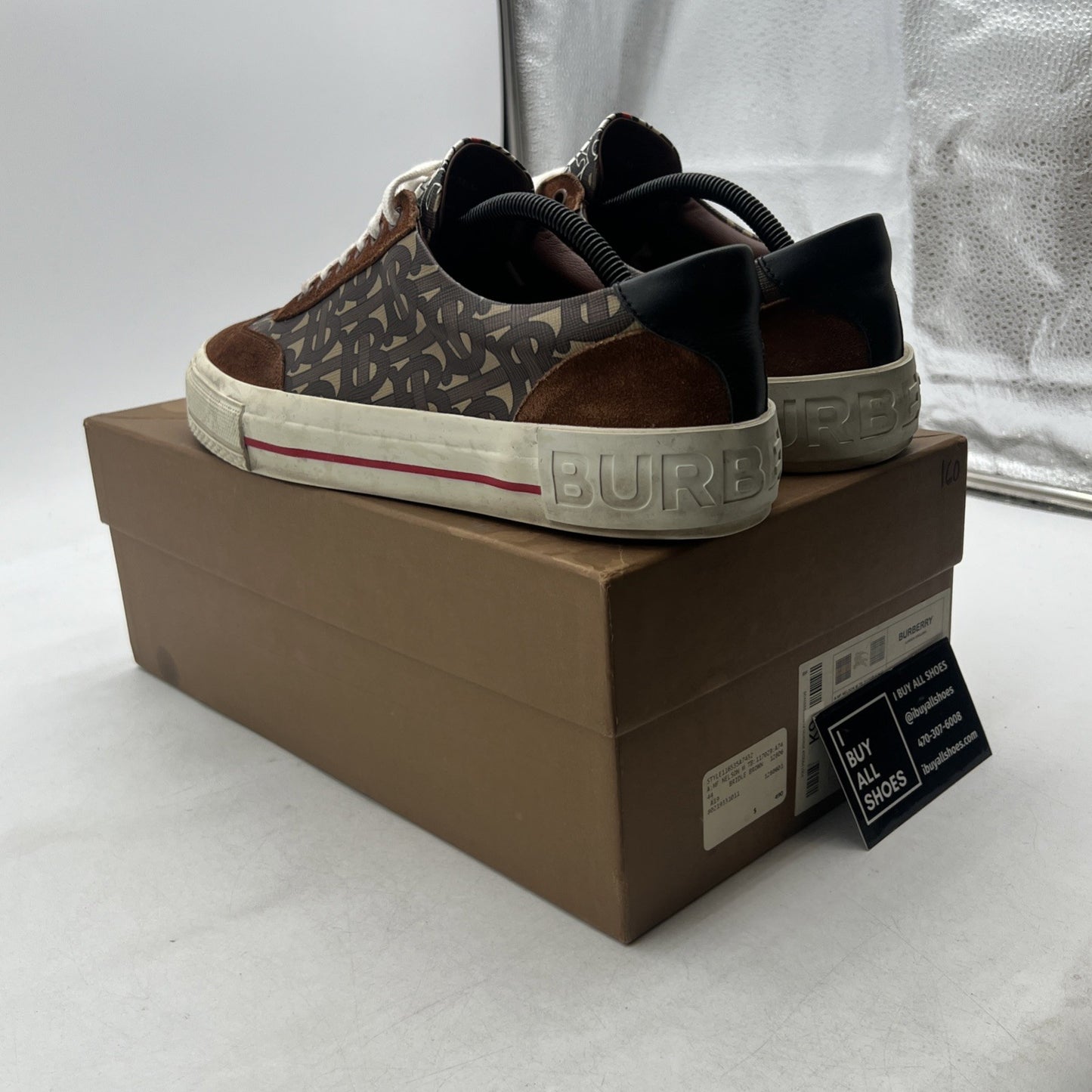 Size 44 - Burberry Nelson TB Monogram Brown Logo Sneakers Suede