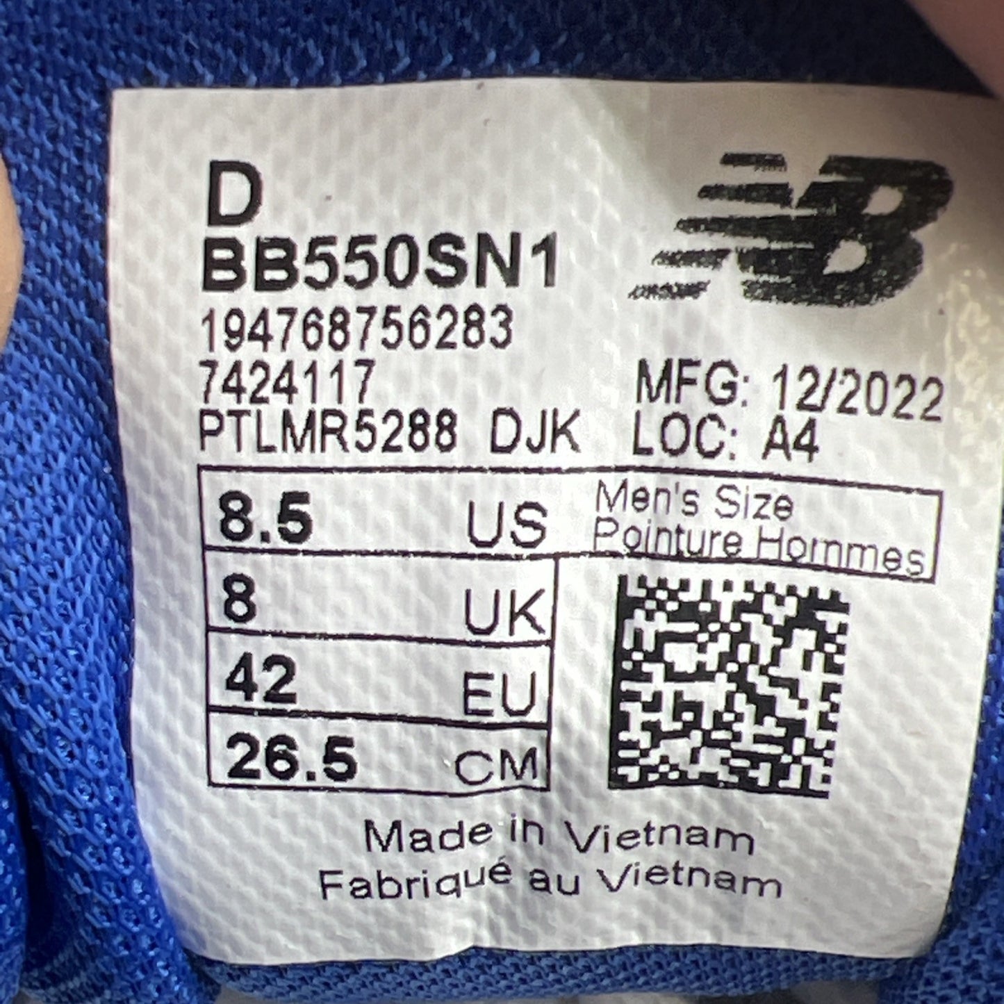 Size 8.5 - New Balance 550 White Team Royal (BB550SN1)