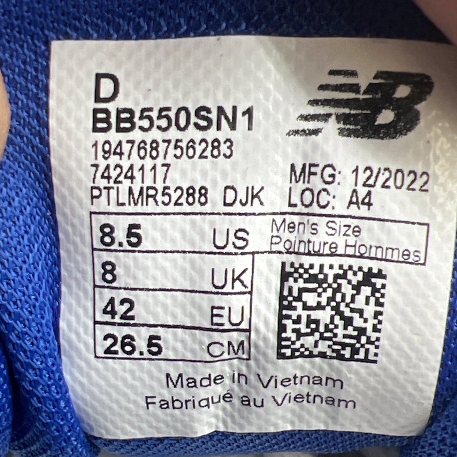 Size 8.5 - New Balance 550 White Team Royal (BB550SN1)
