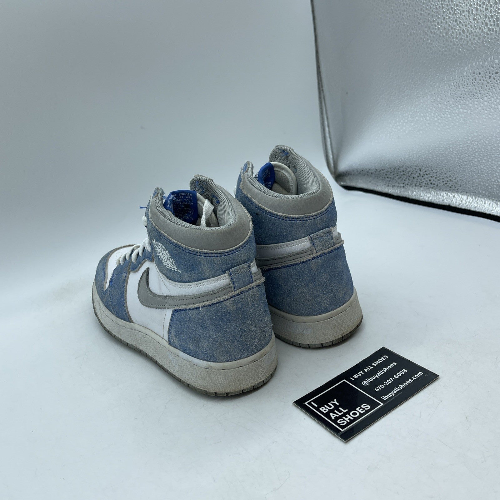 Size 5Y (GS) - Jordan 1 Retro OG High Hyper Royal Grey Suede (575441-402)