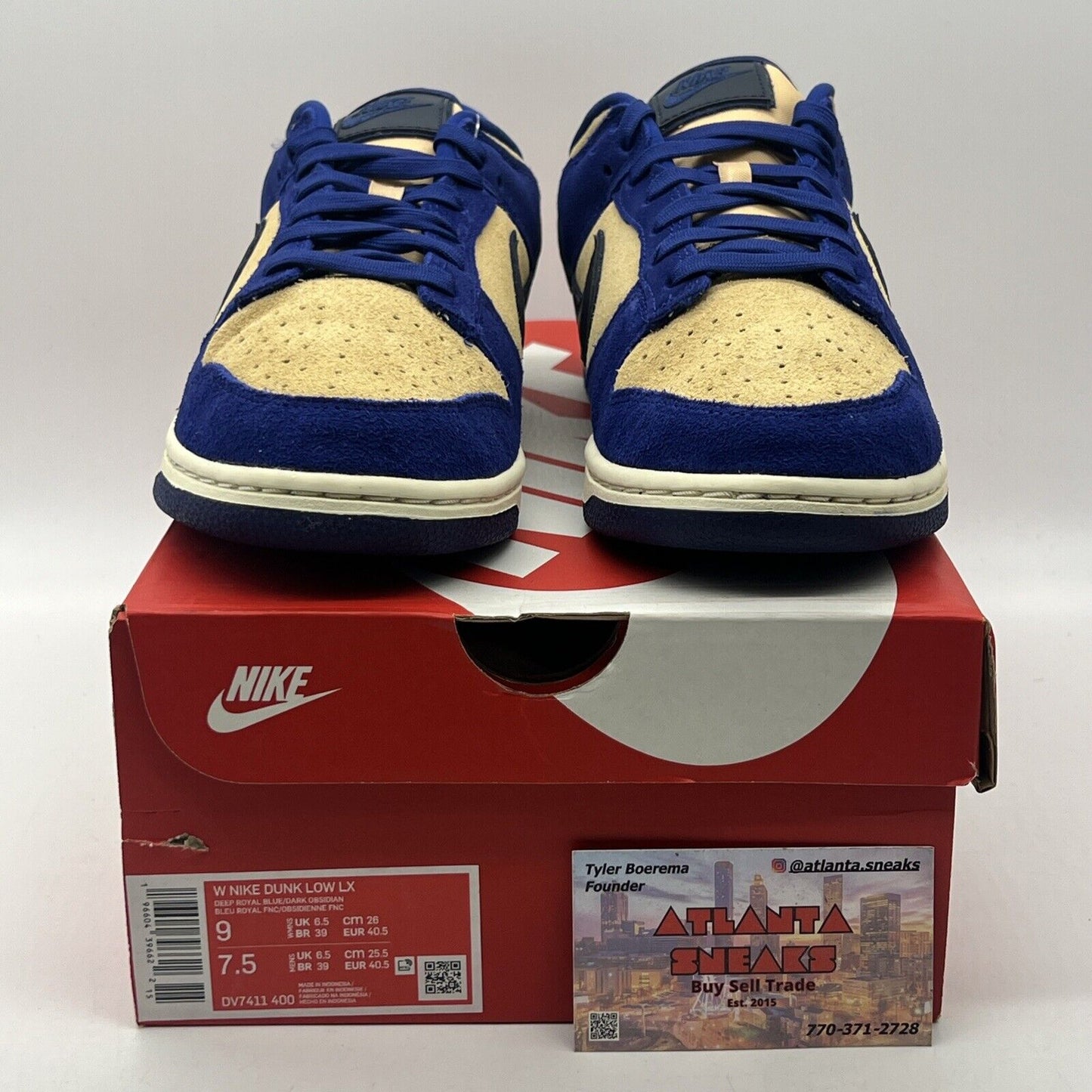 Size 9 - Nike Dunk LX Blue Suede W Blue Tan White Black Leather (DV7411-400)