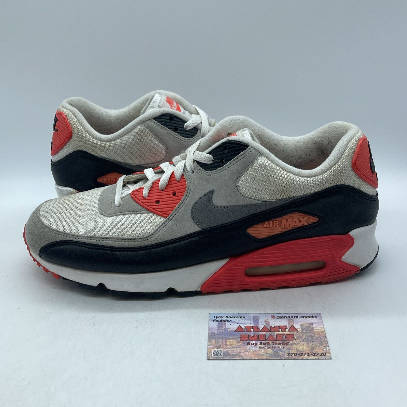 Size 13 - Nike Air Max 90 OG 2015 Infrared White Suede Leather (725233-106)