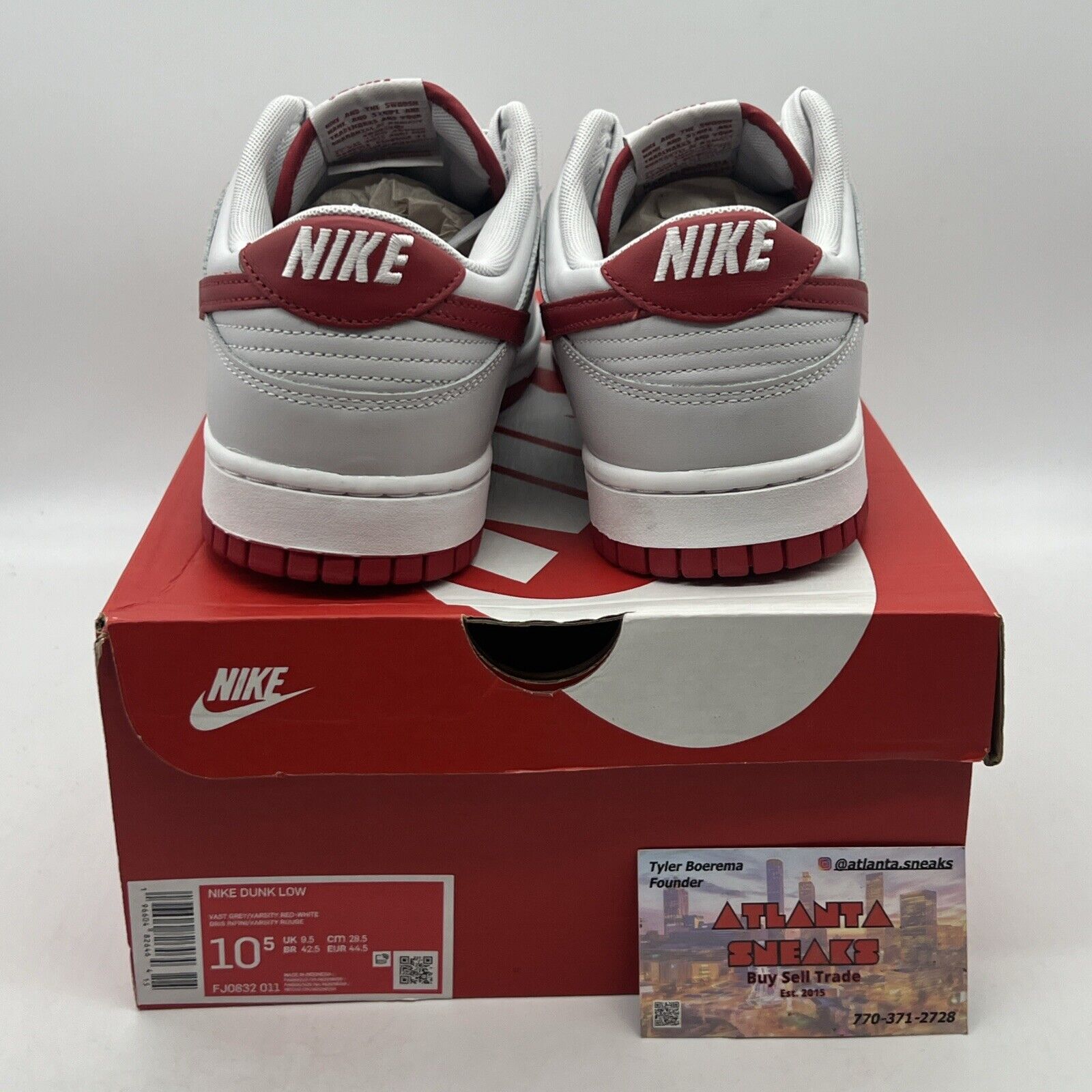 Size 10.5 - Nike Dunk Low Vast Grey Varsity Red Brand New Og All