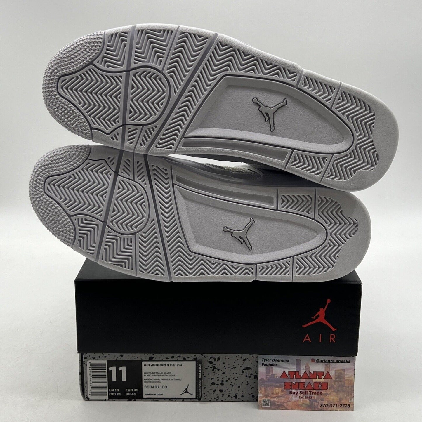 Size 11 - Jordan 4 Retro Mid Pure Money Silver Leather (308497-100)