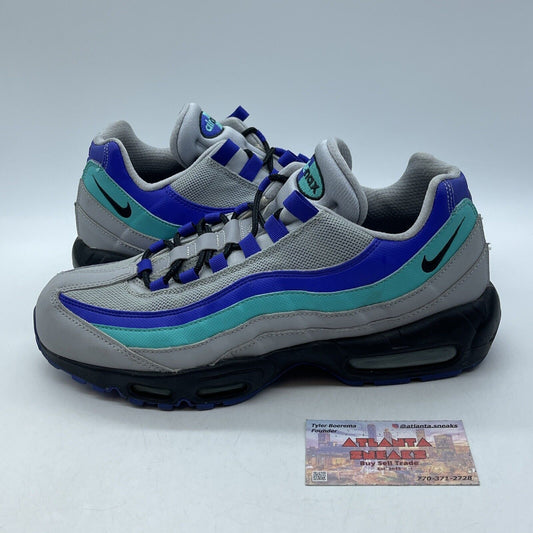 Size 10 - Nike Air Max 95 Aqua Blue Grey Black Purple Leather (AT2865-001)