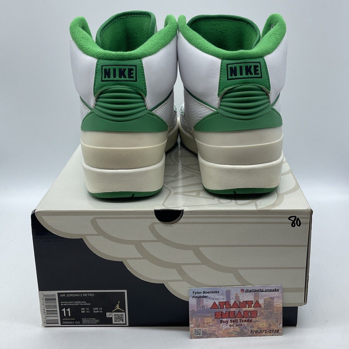 Size 11 - Jordan 2 Retro Lucky Green White Black Leather (DR8884-103)