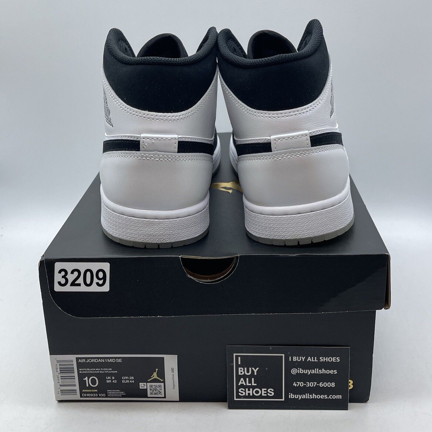 Size 10 - Jordan 1 Mid SE Diamond White Black Suede Leather (DH6933-100)
