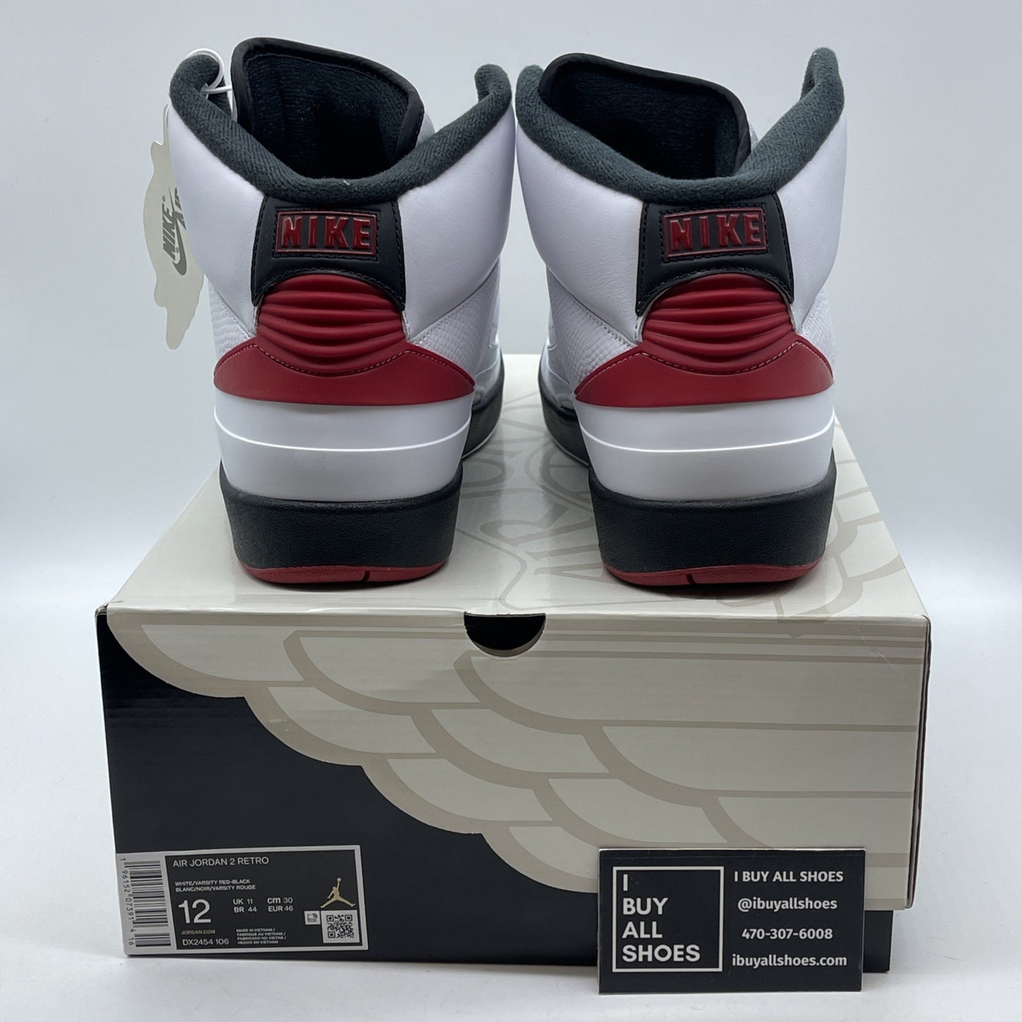 Size 12 - Jordan 2 Retro Mid Chicago White Red Black Leather (DX2454-106)