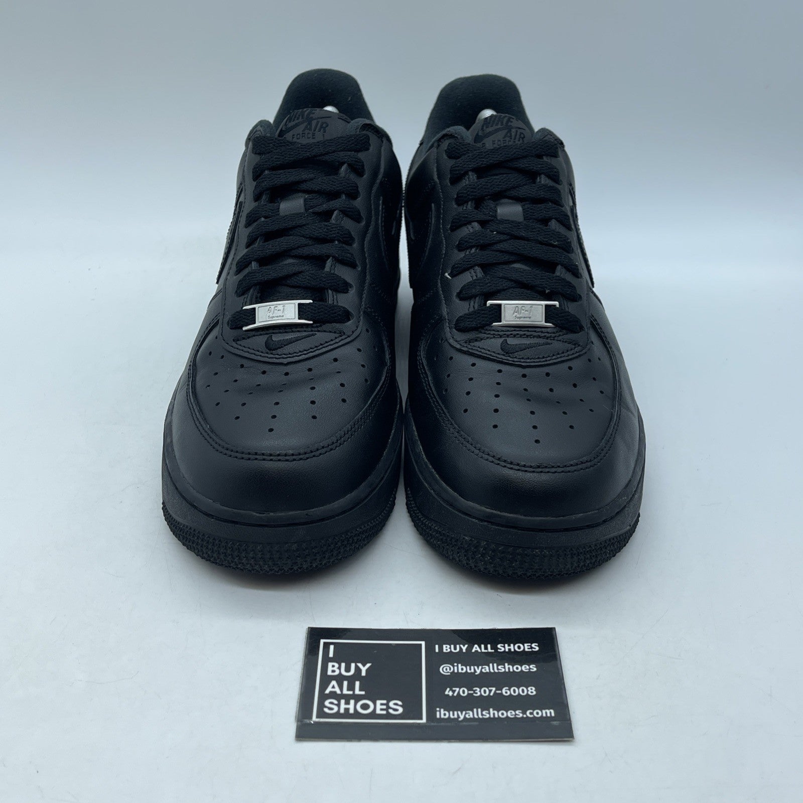 Size 9 - Nike Air Force 1 Low x Supreme Box Logo - Black Leather (CU9225-001)