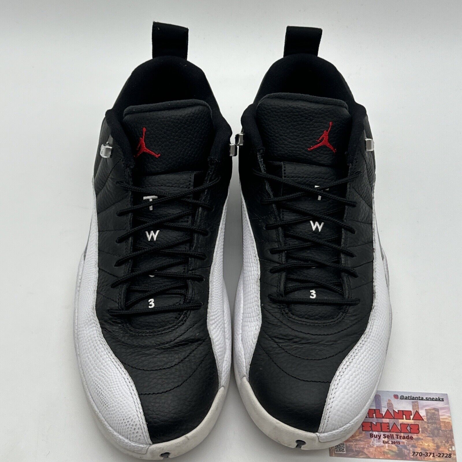 Size 13.  Jordan 12 Retro Low Playoffs 2017 Black White Tumbled Leather Red Og