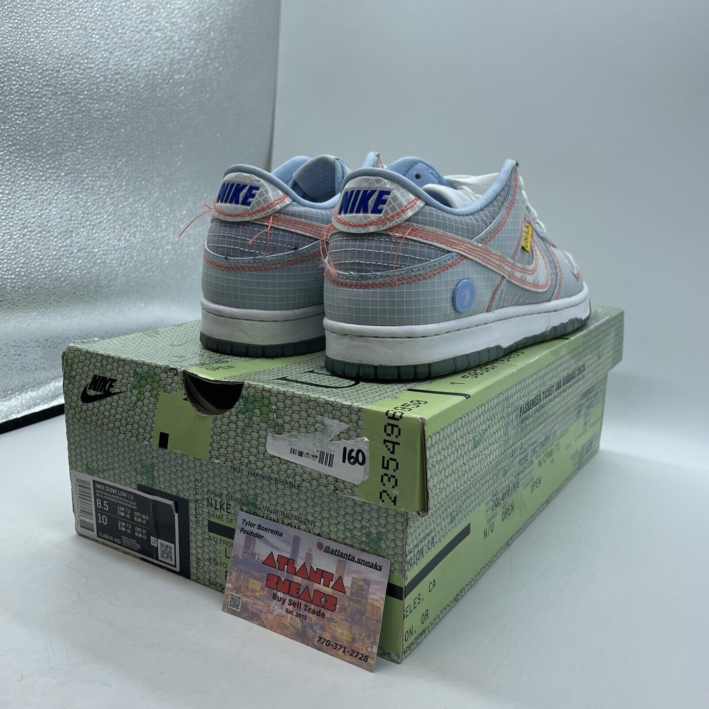 Size 8.5 - Nike Dunk Low x Union LA Passport Pack - Argon Blue (DJ9649-400)