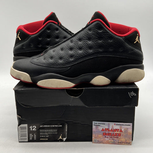 Size 12 - Air Jordan 13 Retro Low Bred Black Red White Leather (310810-027)