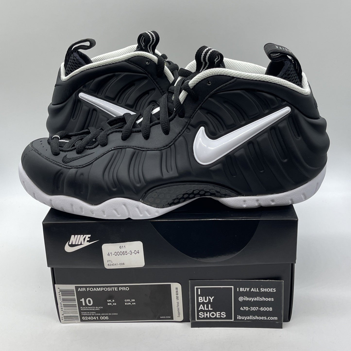 Size 10 - Nike Air Foamposite Pro 2016 Dr. Doom Black White (624041-006)