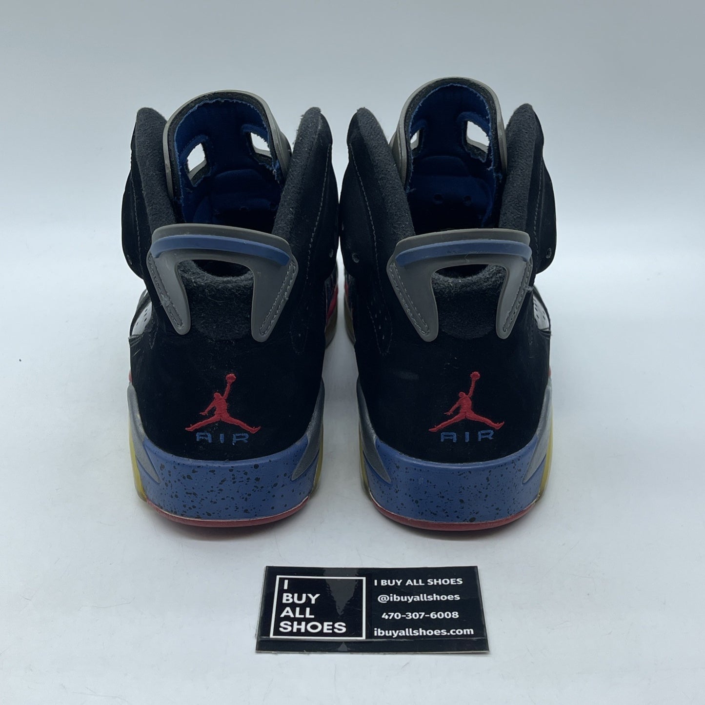 Size 10 - Air Jordan 6 Retro Pistons Black Red Blue Suede Leather (384664-001)