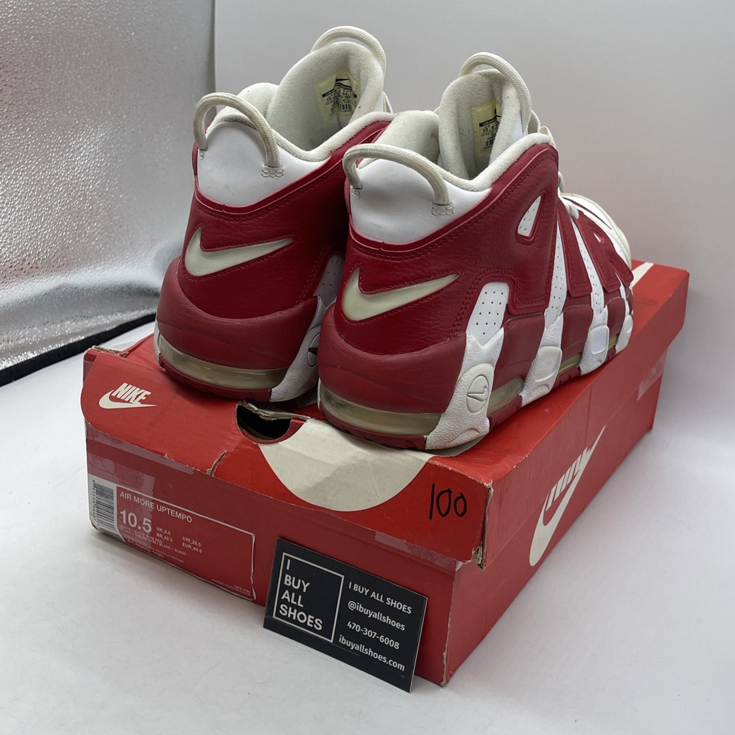 Size 10.5 - Nike Air More Uptempo White Red Leather (414962-100)