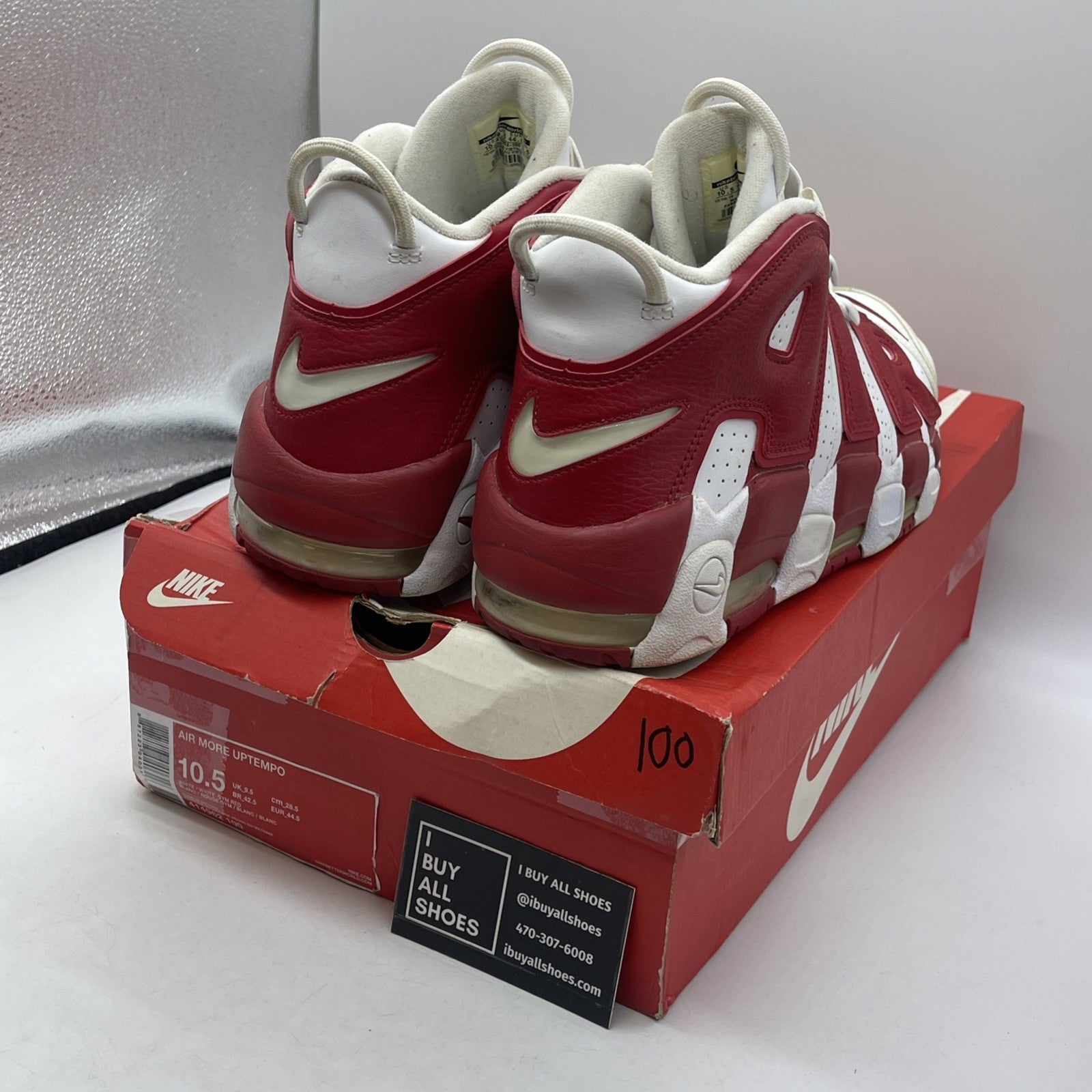 Size 10.5 - Nike Air More Uptempo White Red Leather (414962-100)