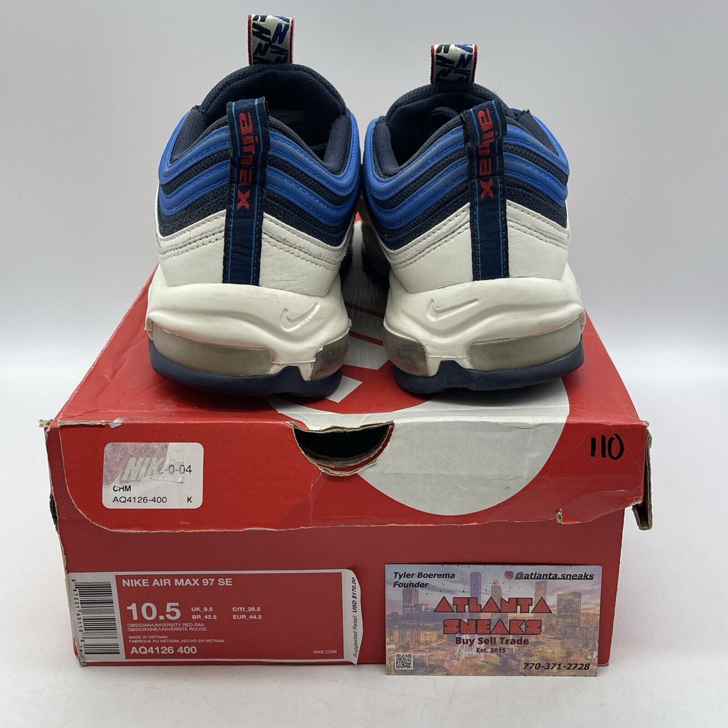 Size 10.5 - Nike Air Max 97 SE Blue Nebula Suede White Leather (AQ4126-400)