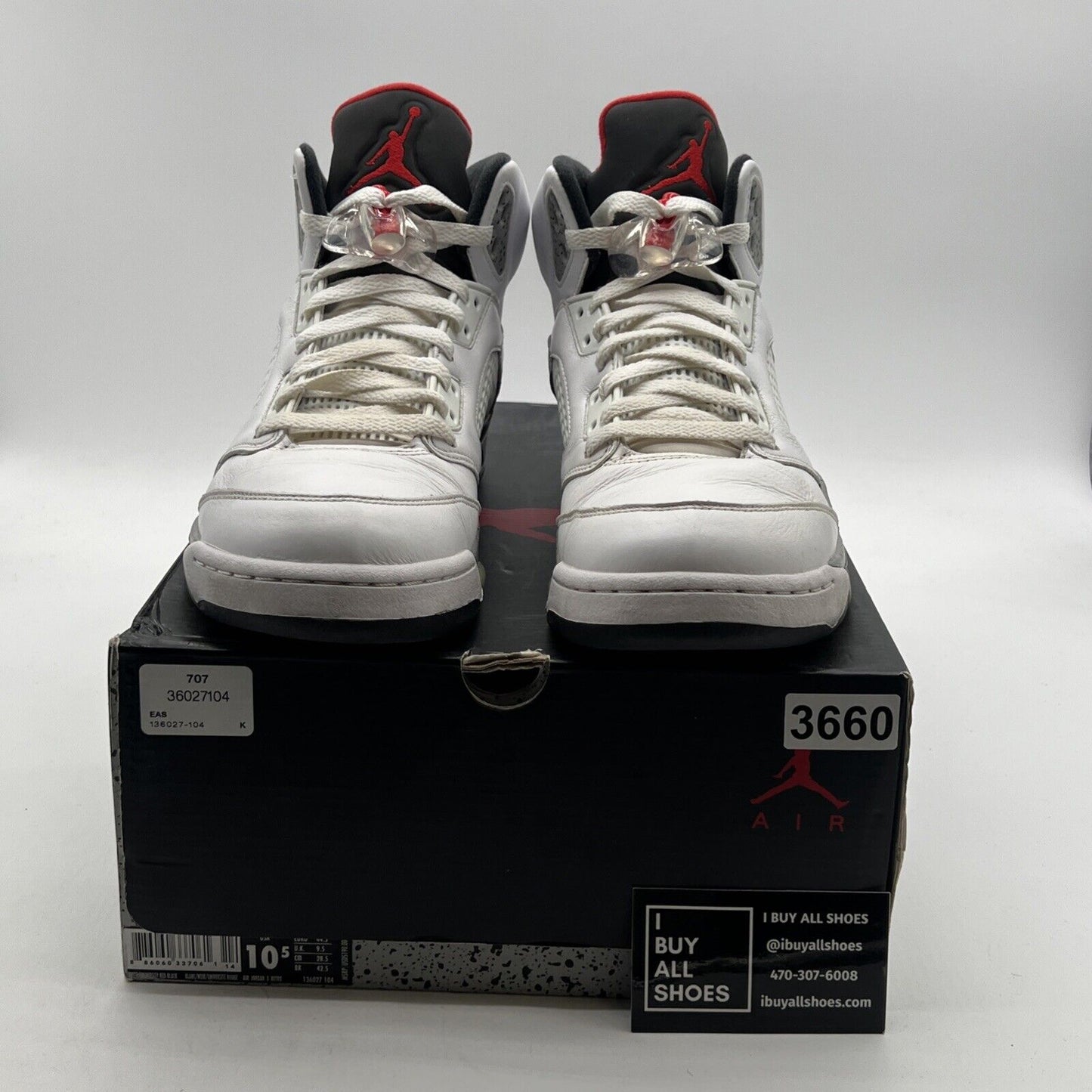 Size 10.5 - Air Jordan 5 Retro White Cement (136027-104)