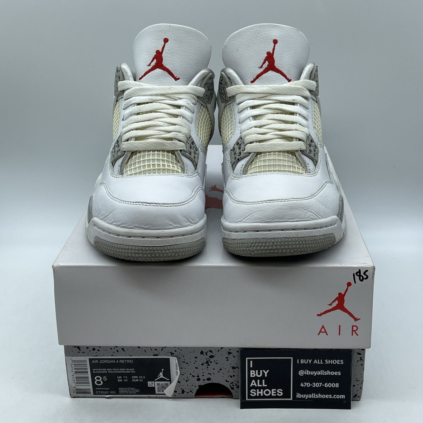 Size 8.5 - Jordan 4 Retro Mid White Oreo Grey Leather (CT8527-100)