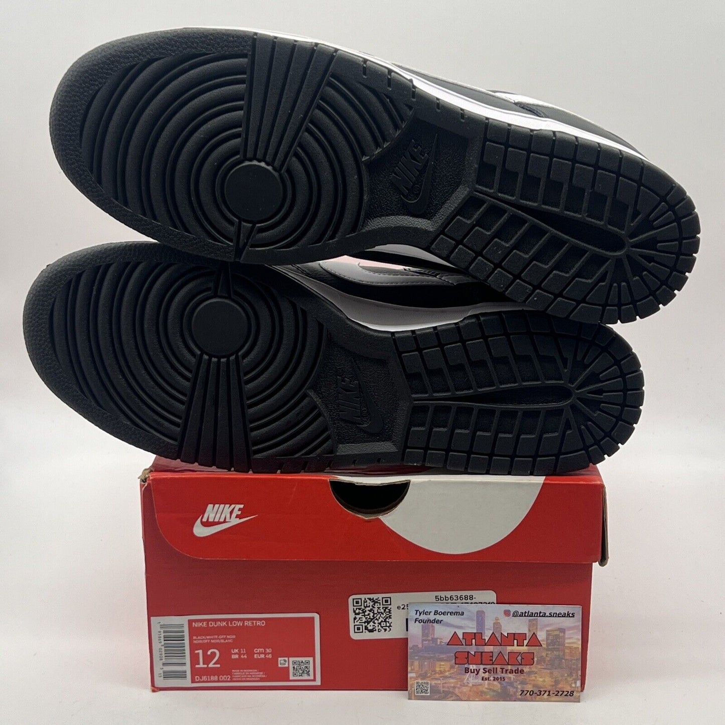 Size 12 - Nike Dunk Low Black Panda White Leather (DJ6188-002)
