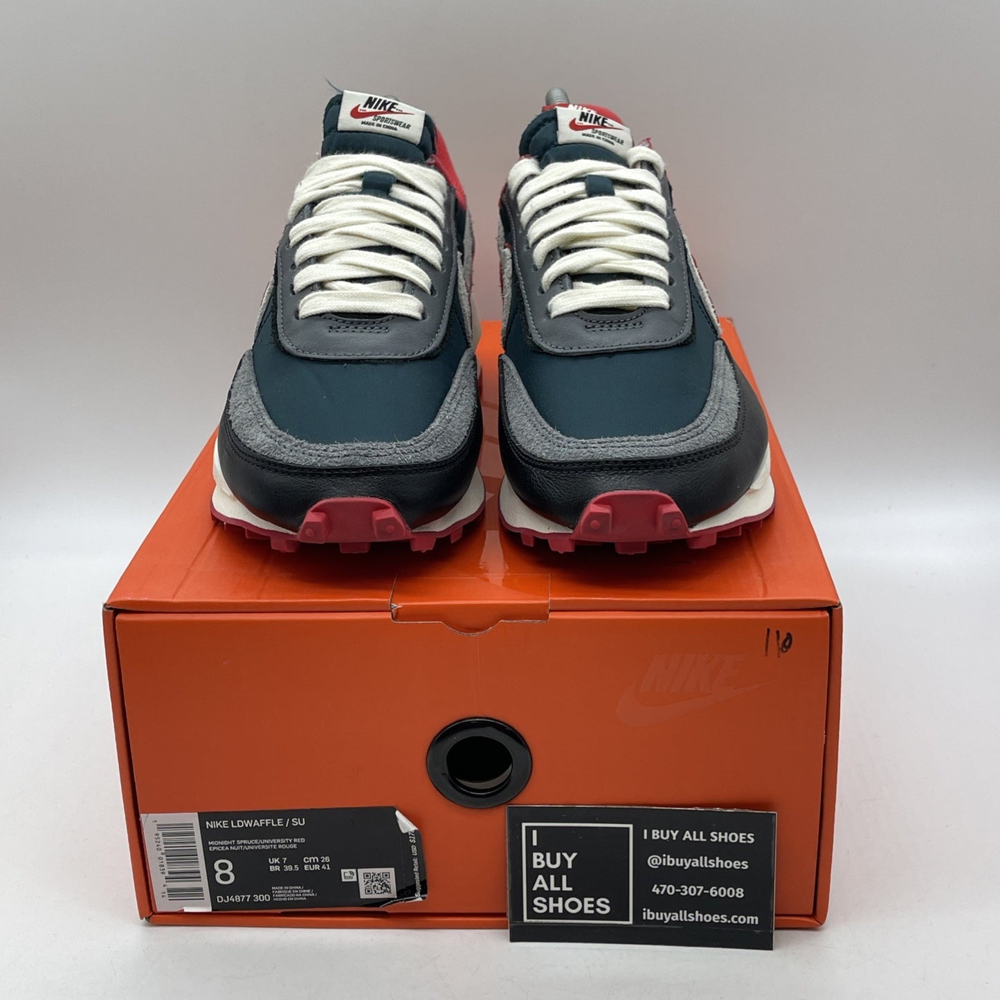 Size 8 - Nike sacai x Undercover x LDWaffle Midnight Spruce University Red