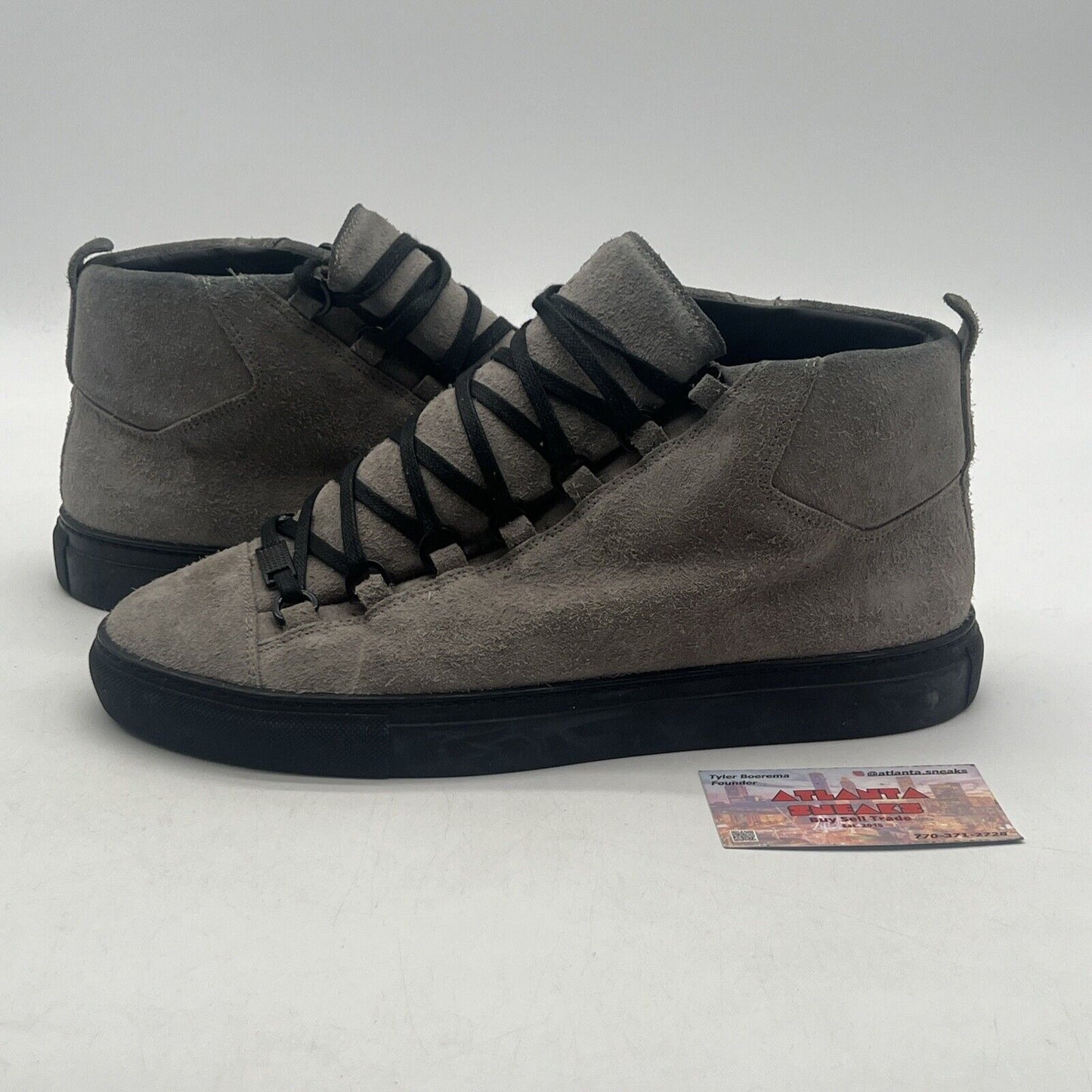 Size 8.5 - Balenciaga Gray Suede Arena High Grey Black