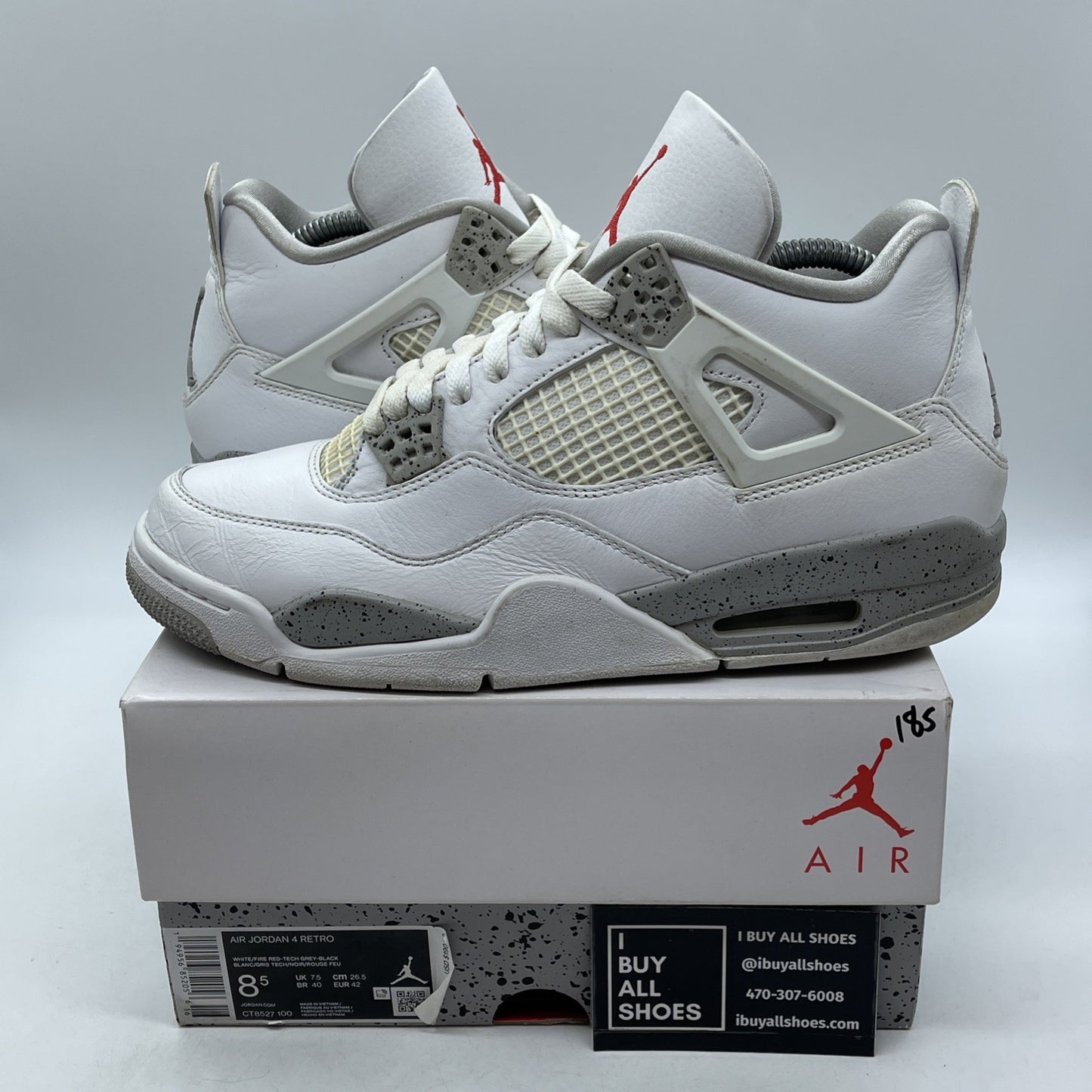 Size 8.5 - Jordan 4 Retro Mid White Oreo Grey Leather (CT8527-100)