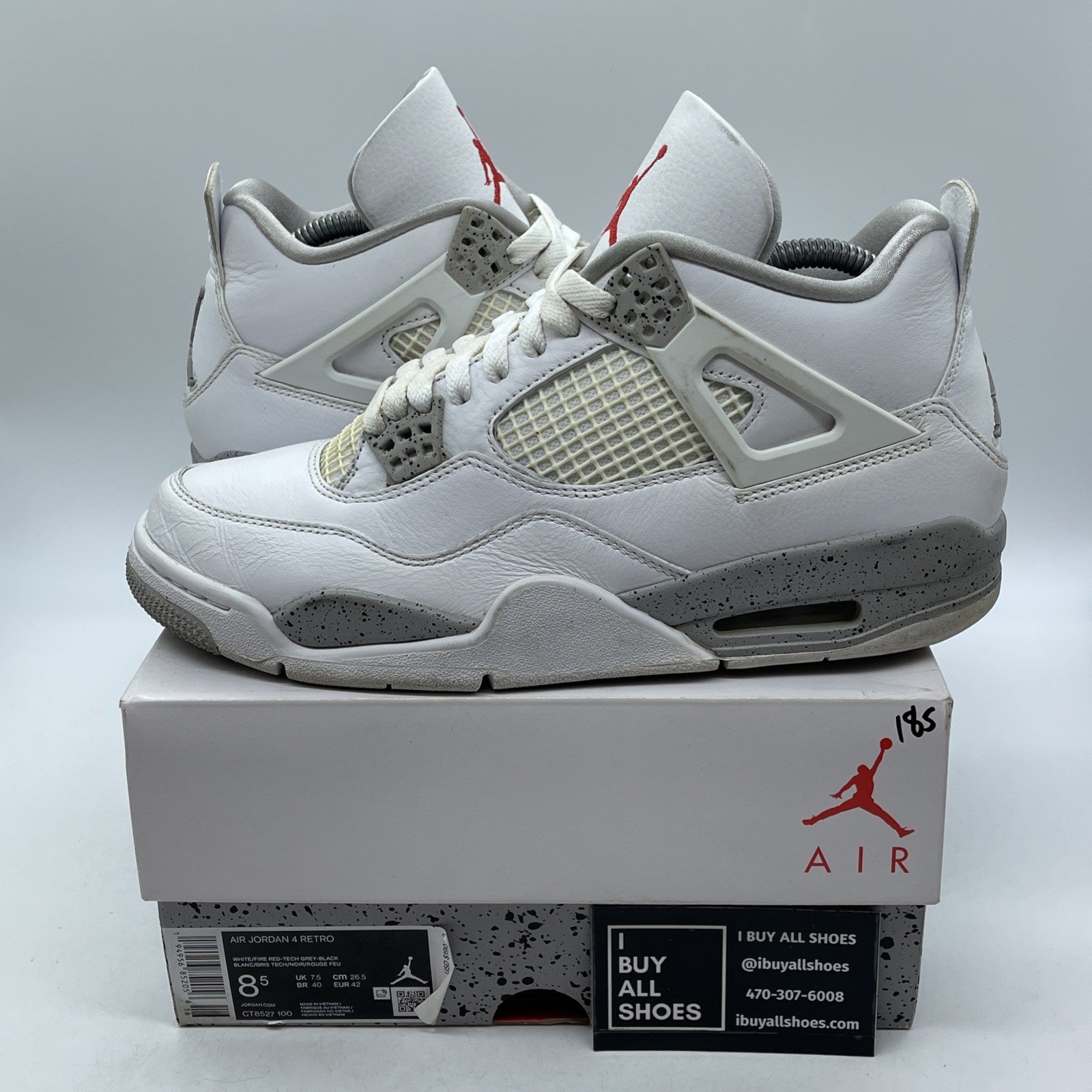 Size 8.5 - Jordan 4 Retro Mid White Oreo Grey Leather (CT8527-100)