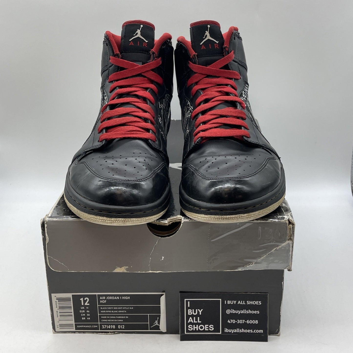 Size 12 - Air Jordan 1 Hof High Hall Of Fame Black White Suede (371498-012)