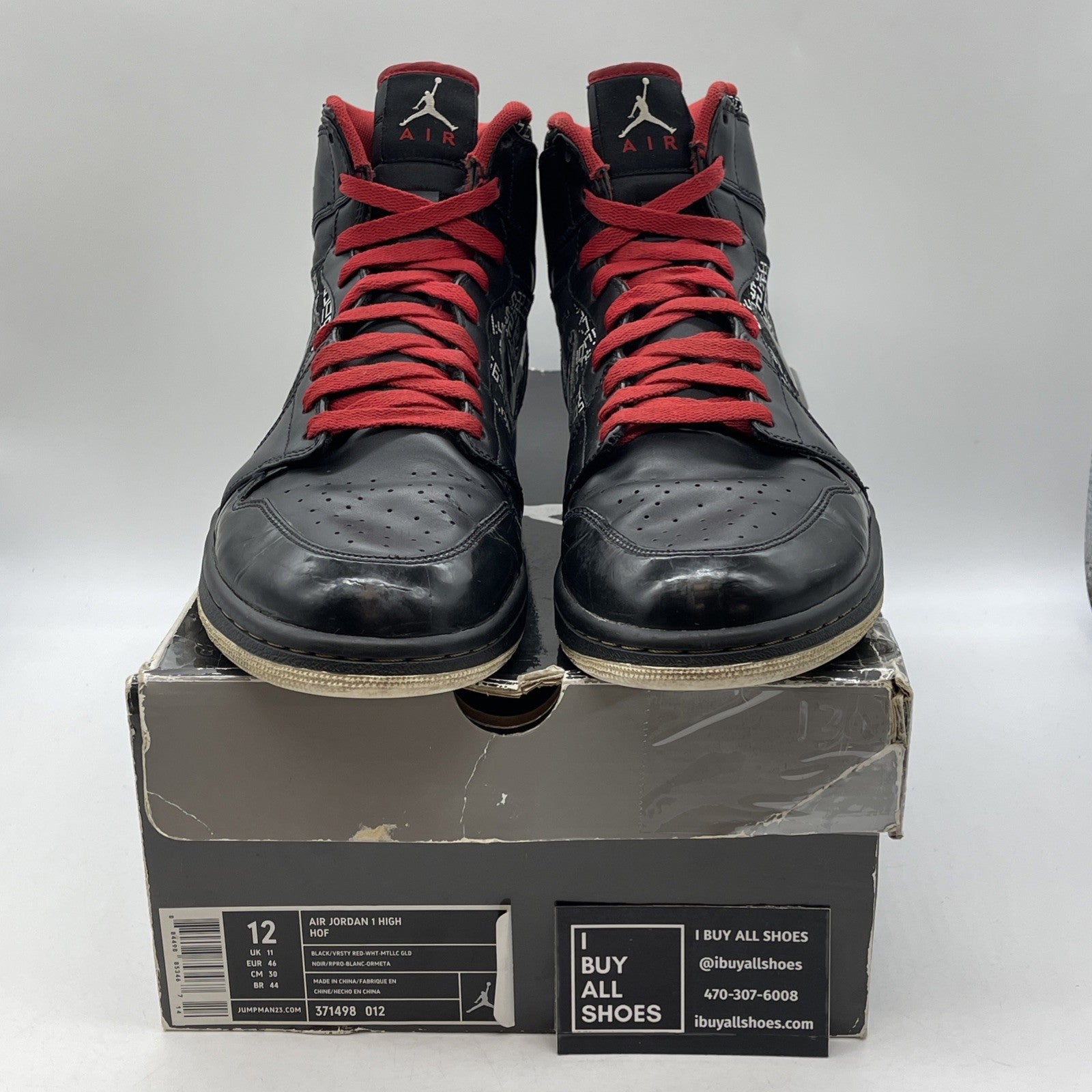 Size 12 - Air Jordan 1 Hof High Hall Of Fame Black White Suede (371498-012)