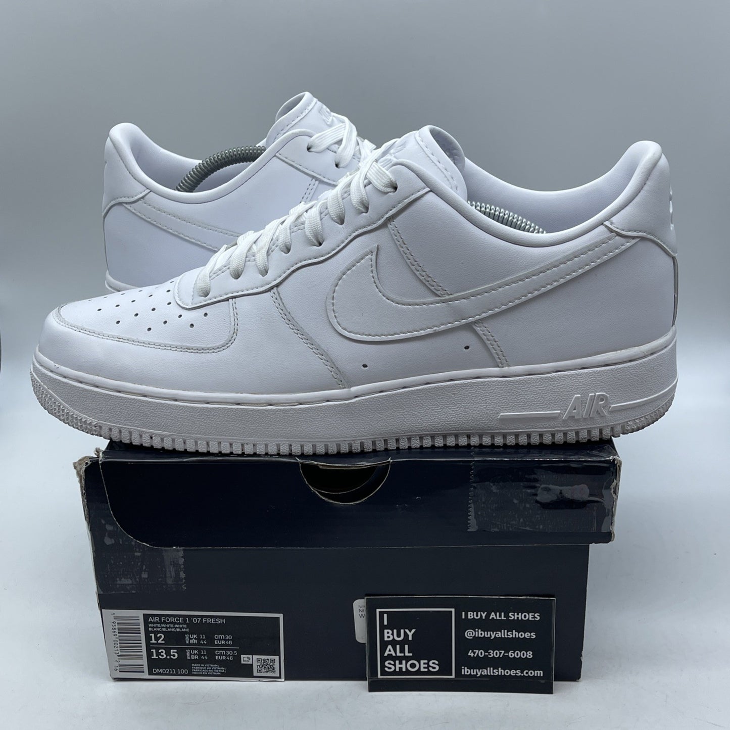 Size 12 - Nike Air Force 1 '07 Fresh White Leather (DM0211-100)