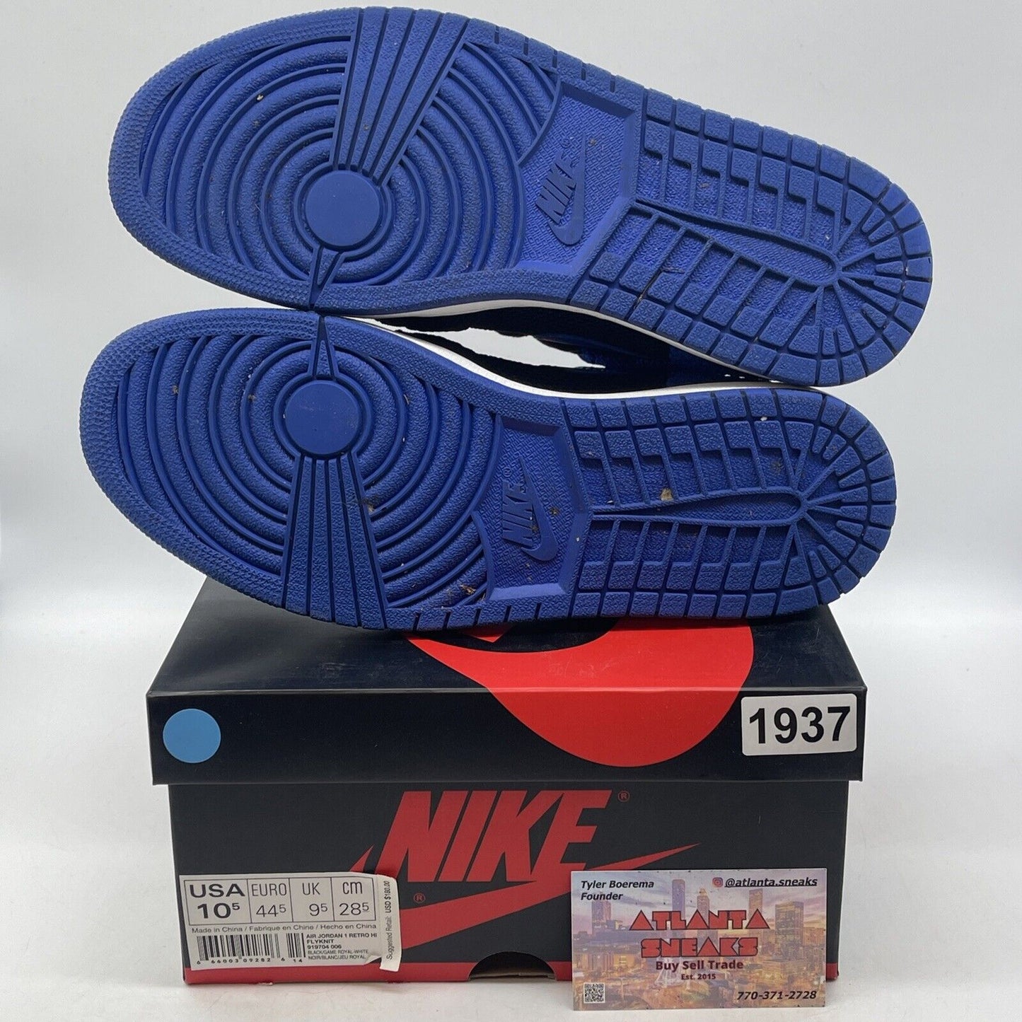 Size 10.5 - Air Jordan 1 Retro OG Flyknit High Royal Blue Suede (919704-006)