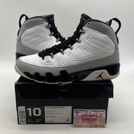 Size 10 - Air Jordan 9 Retro Barons Black White Grey Leather Suede (302370-106)