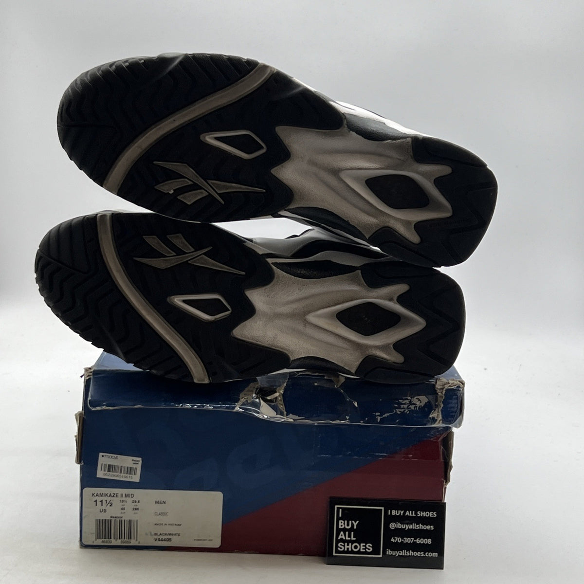 Size 11.5 - Reebok Kamikaze 2 Retro 2013 Black White (V44405)