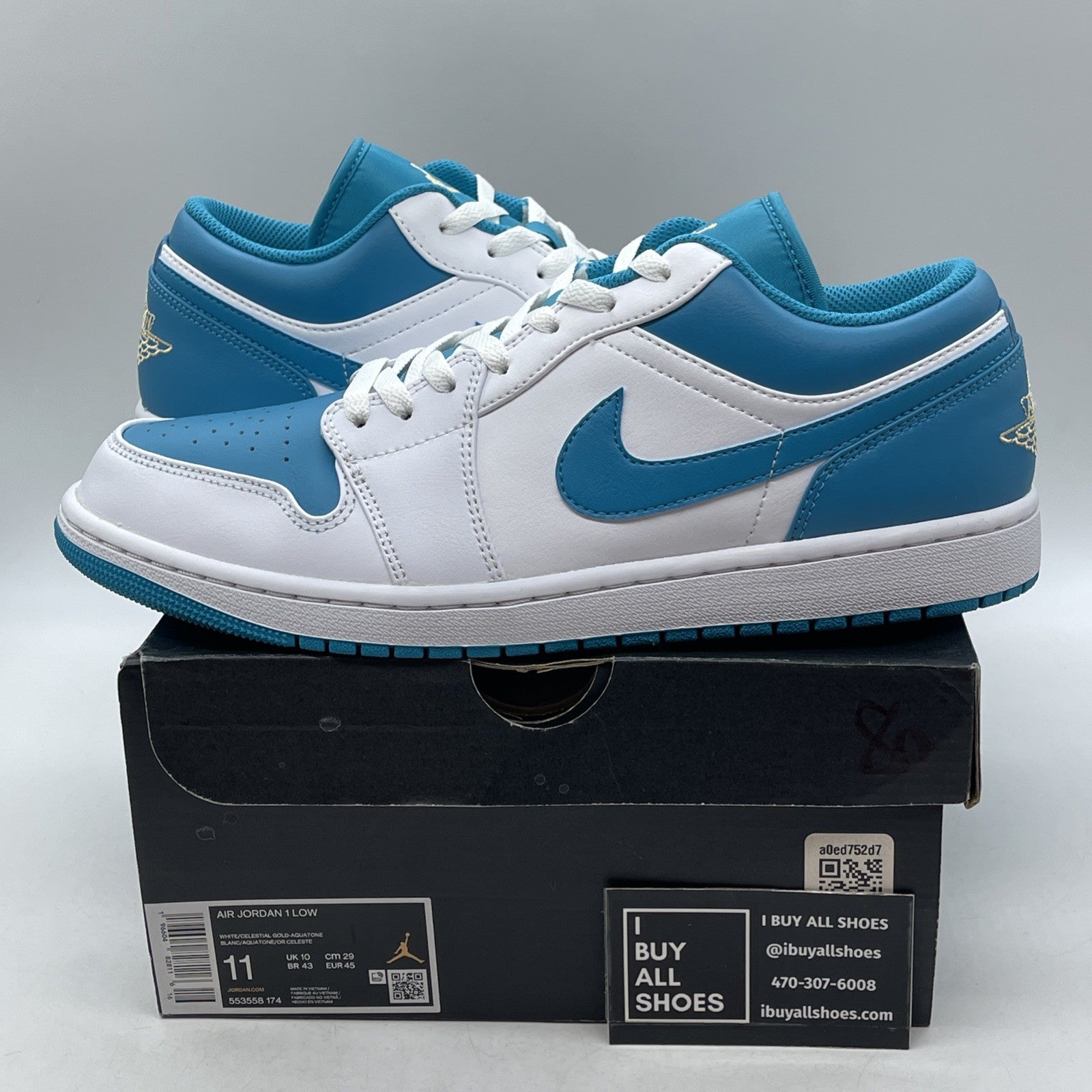 Size 11 - Air Jordan 1 Low Aquatone (553558-174)