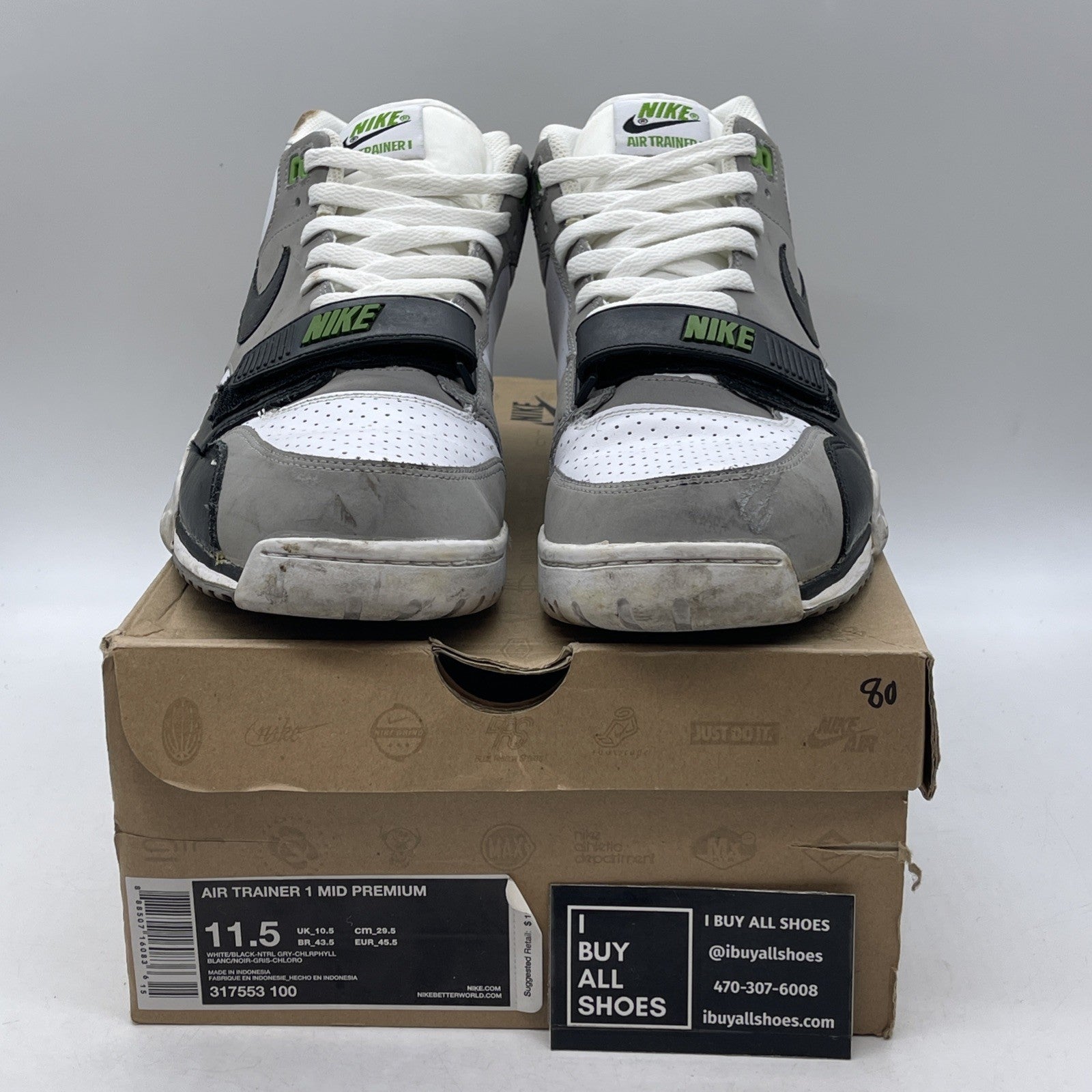 Size 11.5 - Nike Air Trainer 1 Premium Mid Chlorophyll (317553-100)