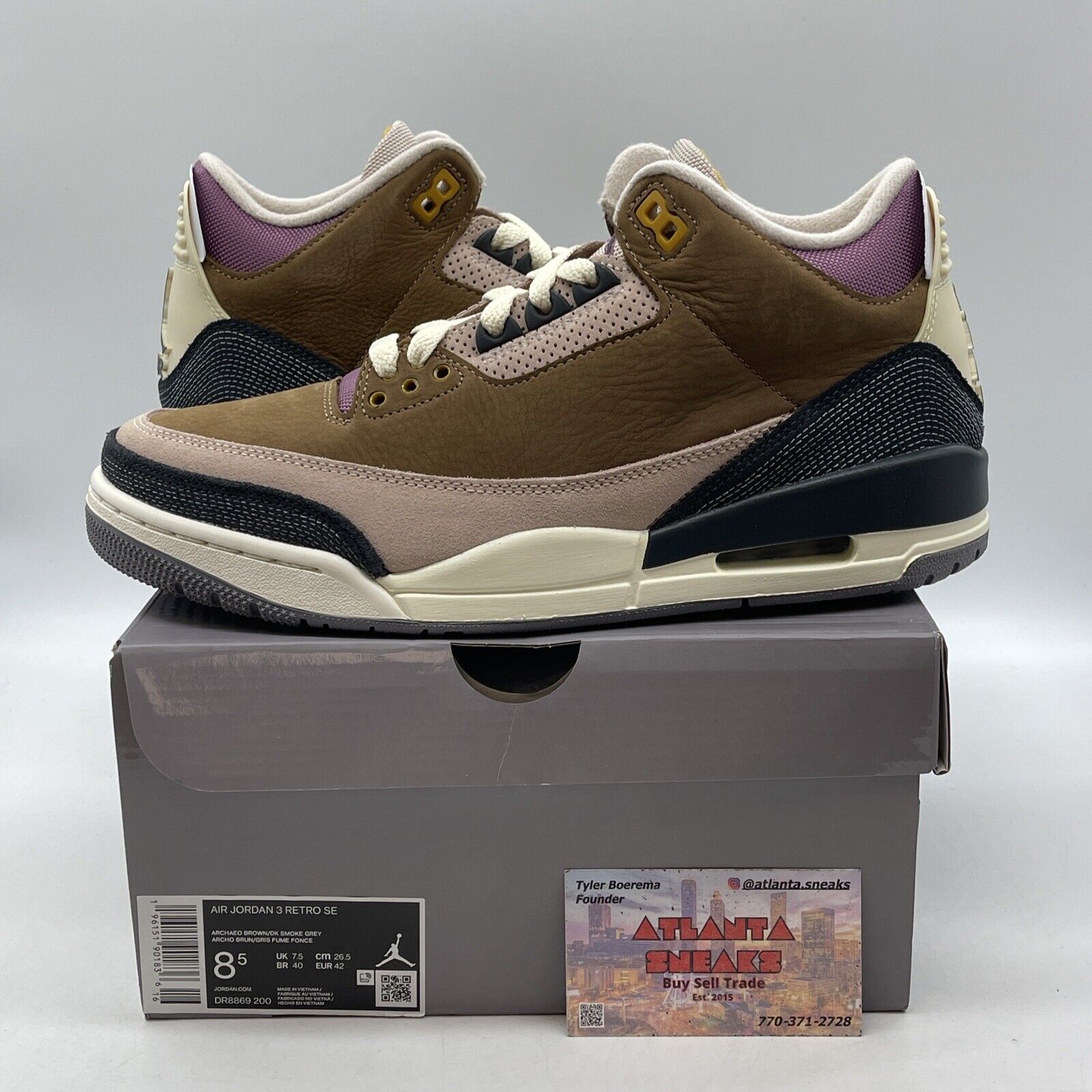 Size 8.5 - Air Jordan 3 Retro SE Winterized Brown Black Suede (DR8869-200)