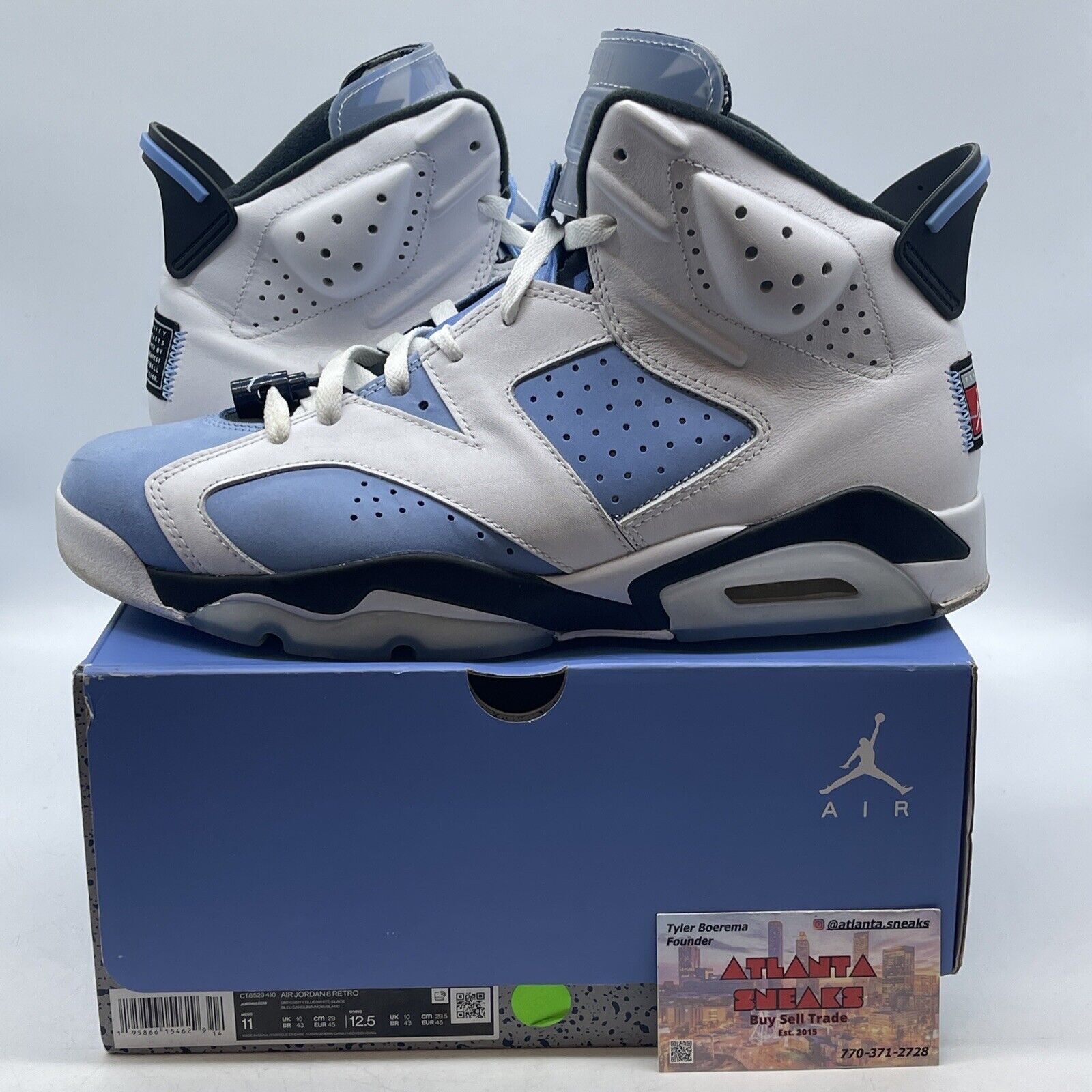 Size 11 - Jordan 6 Retro Mid UNC Home Blue White Black (CT8529-410)