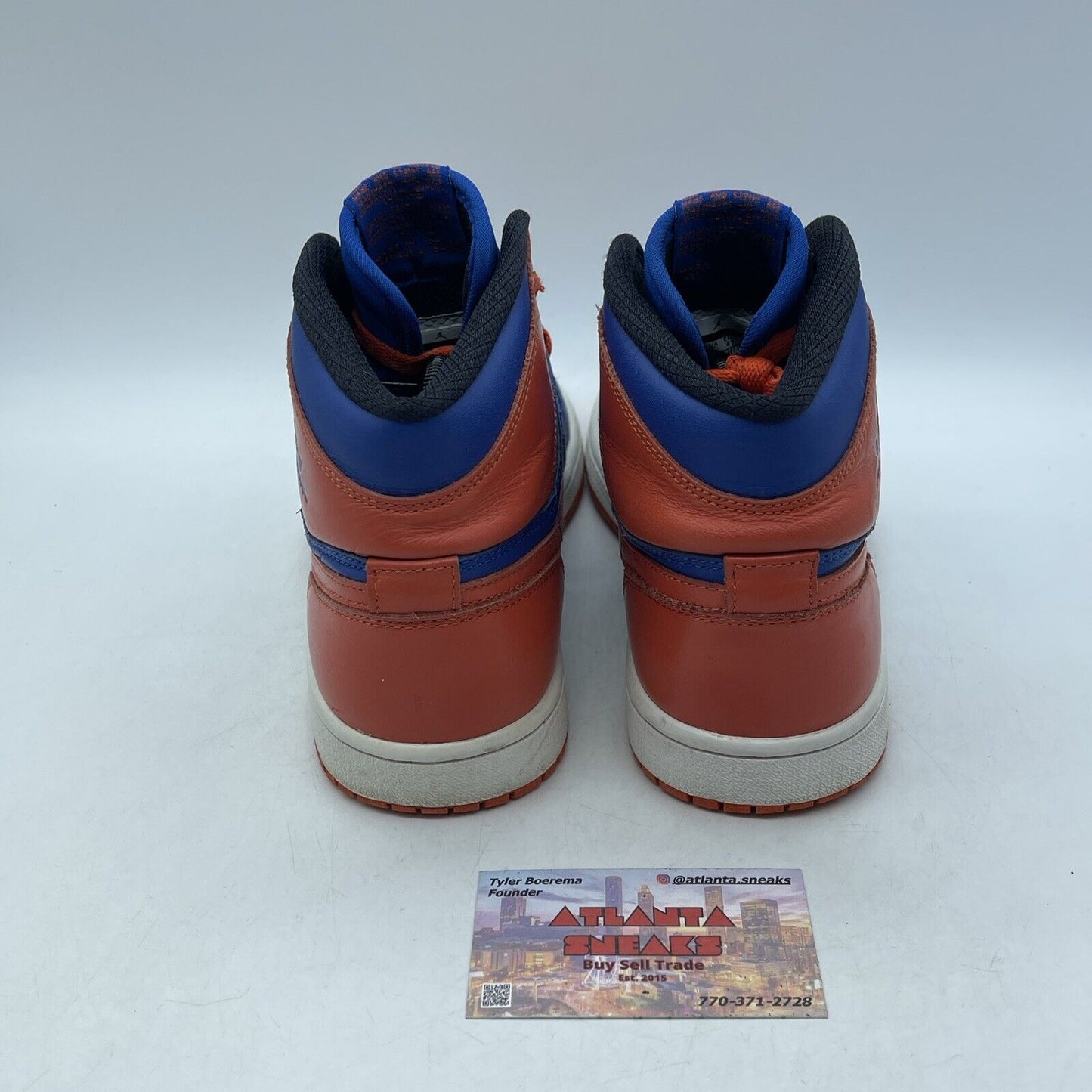 Size 8 - Air Jordan 1 Retro OG High Knicks Orange Blue Leather (555088-407)