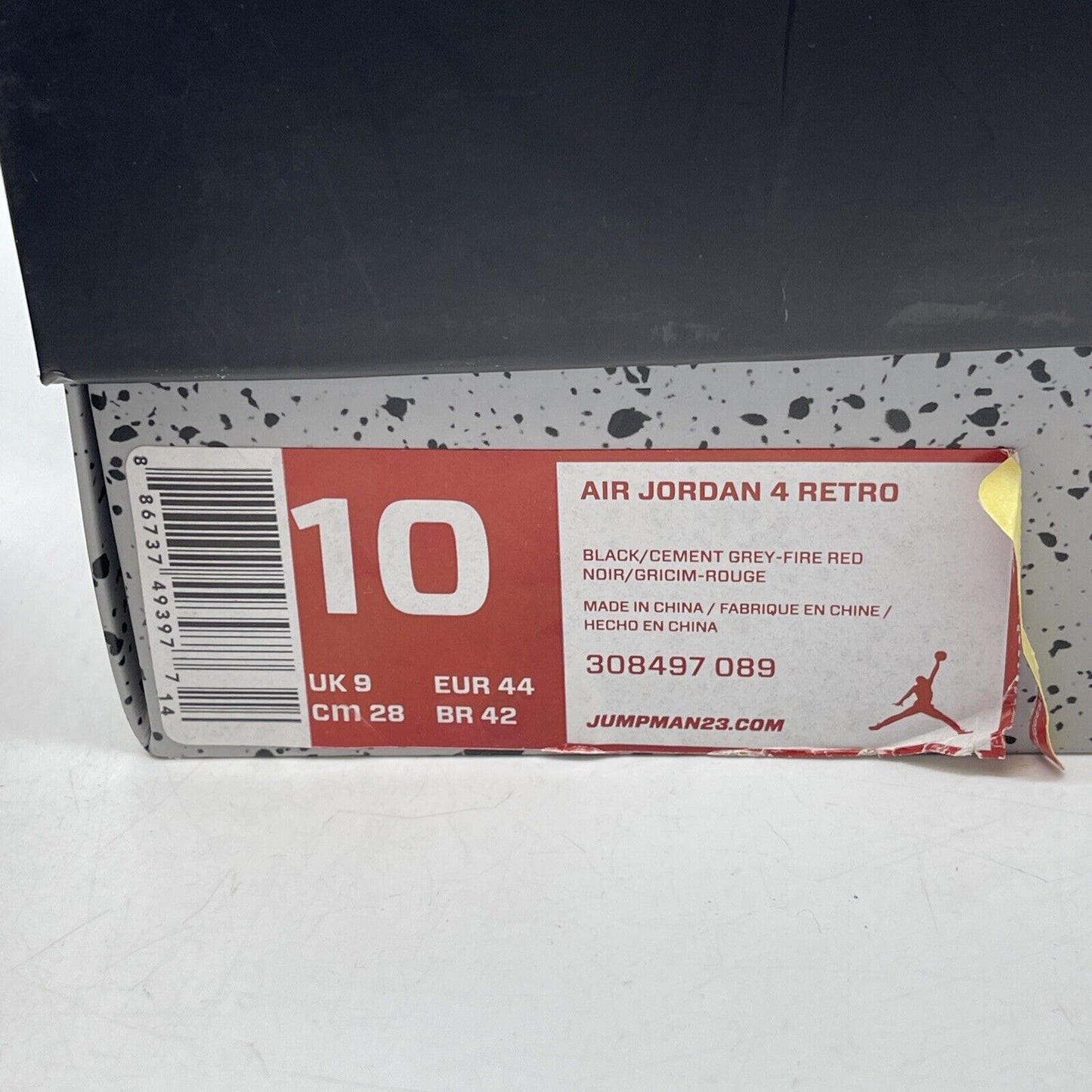 Size 10 - Jordan 4 Retro bred release 2012 Black Grey Suede Leather (308497-089)