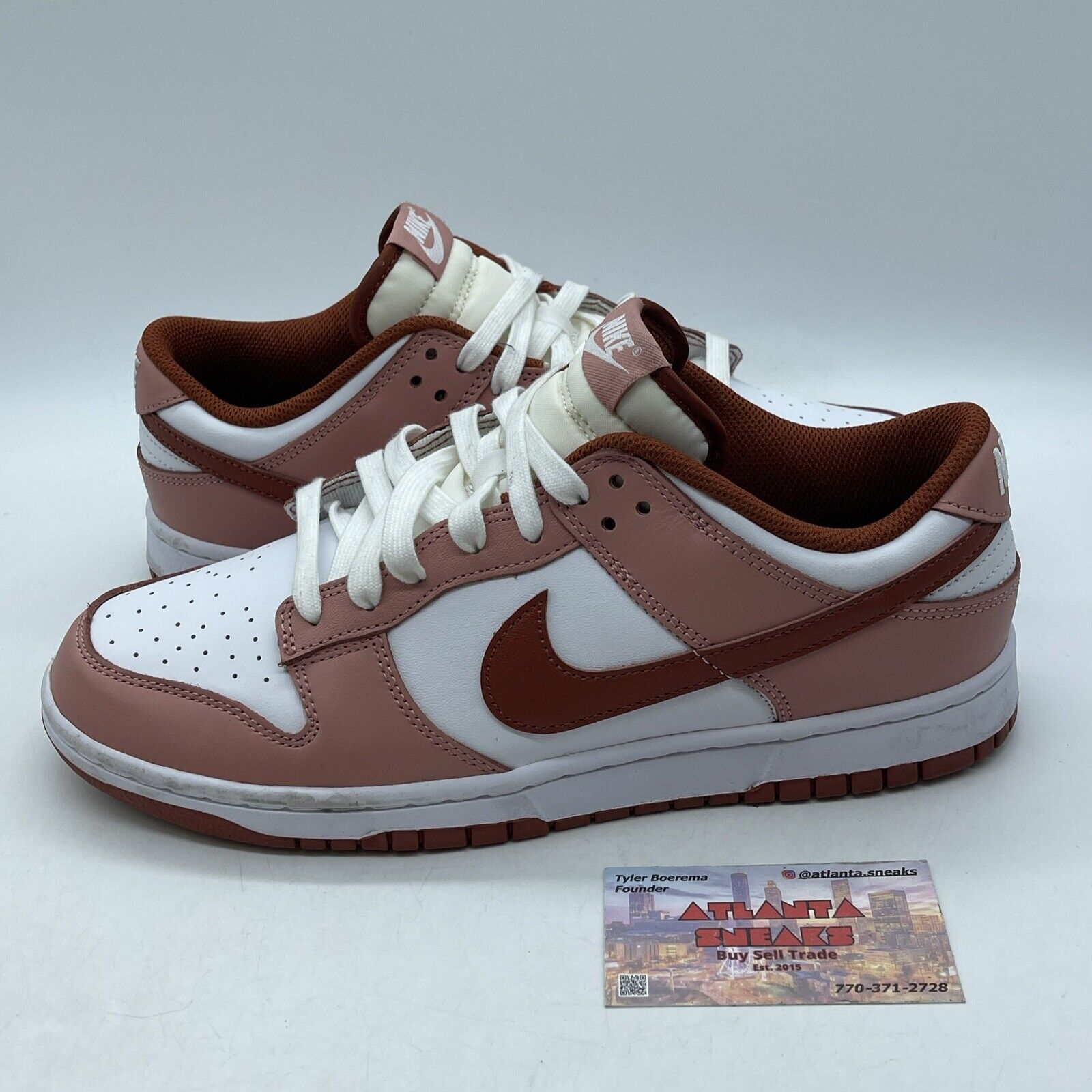 Size 11.5W - Nike Dunk Low Red Stardust Pink White Leather (FQ8876-618)