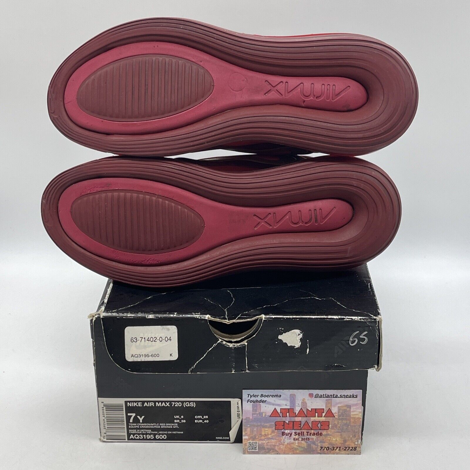 Size 7Y - Nike Air Max 720 GS Crimson Gold Red Pink Suede (AQ3195-600)