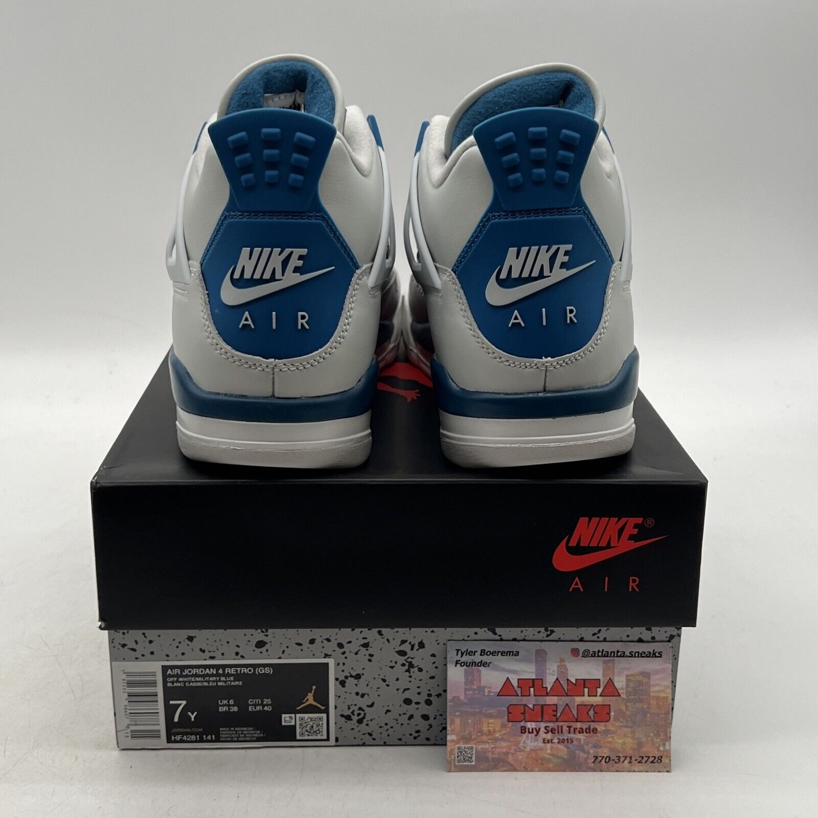 Size 7Y - Air Jordan 4 Retro 2024 Military Blue White Leather (HF4281-141)