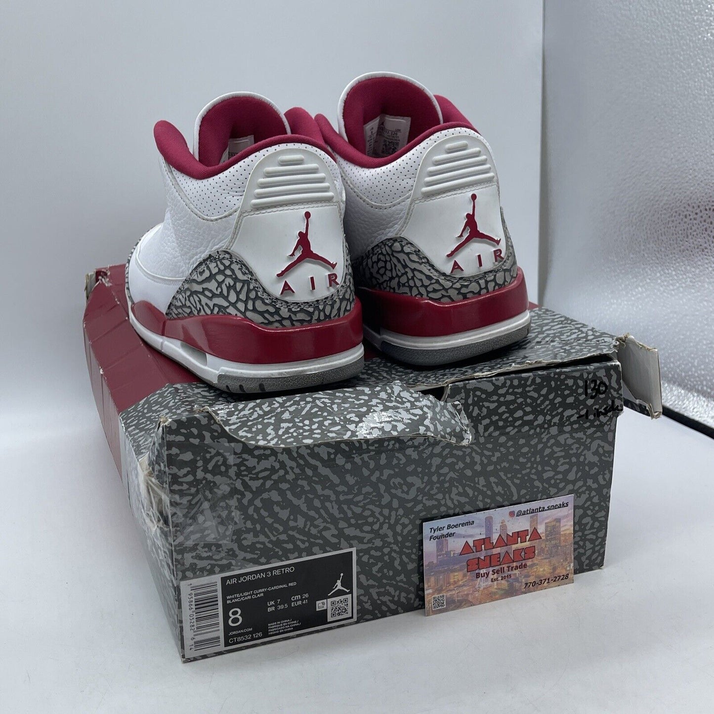 Size 8 - Jordan 3 Retro Mid Cardinal Red Grey Suede White Leather (CT8532-126)