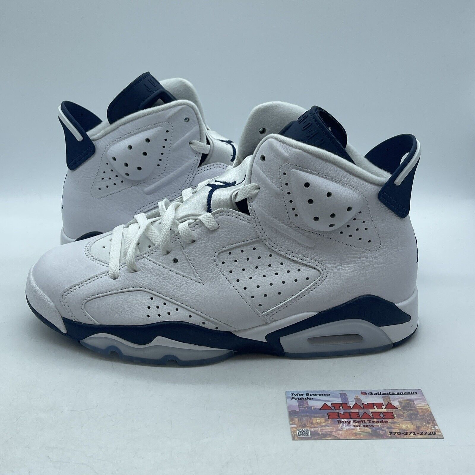 Size 9.5 - Jordan 6 Retro Midnight Navy White Leather (CT8529-141)