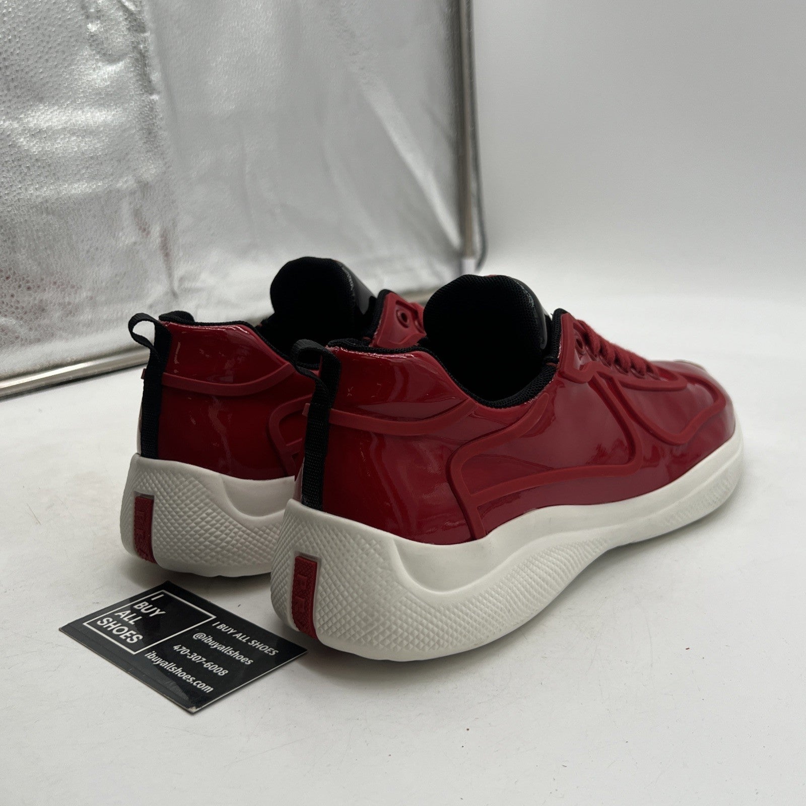 Size 8.5P - PRADA Men's Americas Cup Sneakers Red