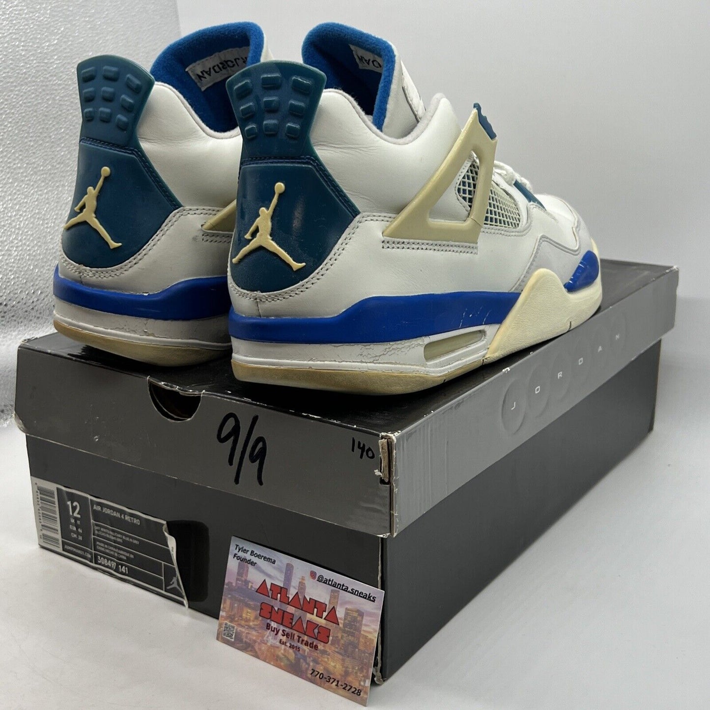 Size 12 - Air Jordan 4 Retro 2006 Military Blue White Leather (308497-141)