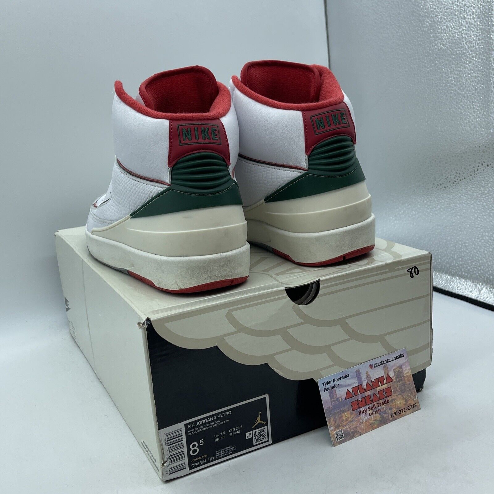 Size 8.5 - Air Jordan 2 Retro Origins Red Green White Leather (DR8884-101)